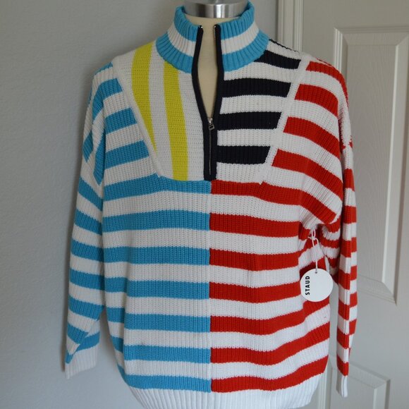 STAUD HAMPTON CAPTAIN STRIPE SWEATER- NWT $98 - Picture 1 of 10